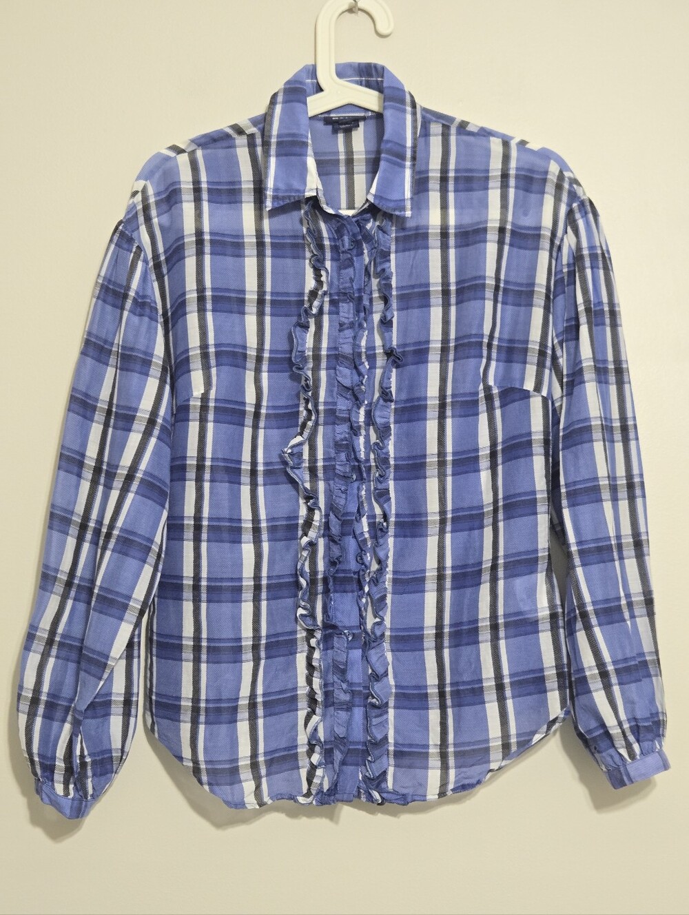 GANT Womens Plaid Shirt Top Blouse Button-down Cotton Silk Sheer Size EU36 US6